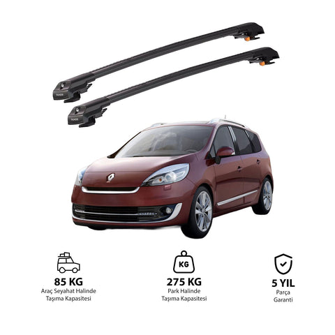 RENAULT GRAND SCENIC 2009-2016 TRX1 Thunder Carrier Barres transversales pour galerie de toit de voiture, 2 barres