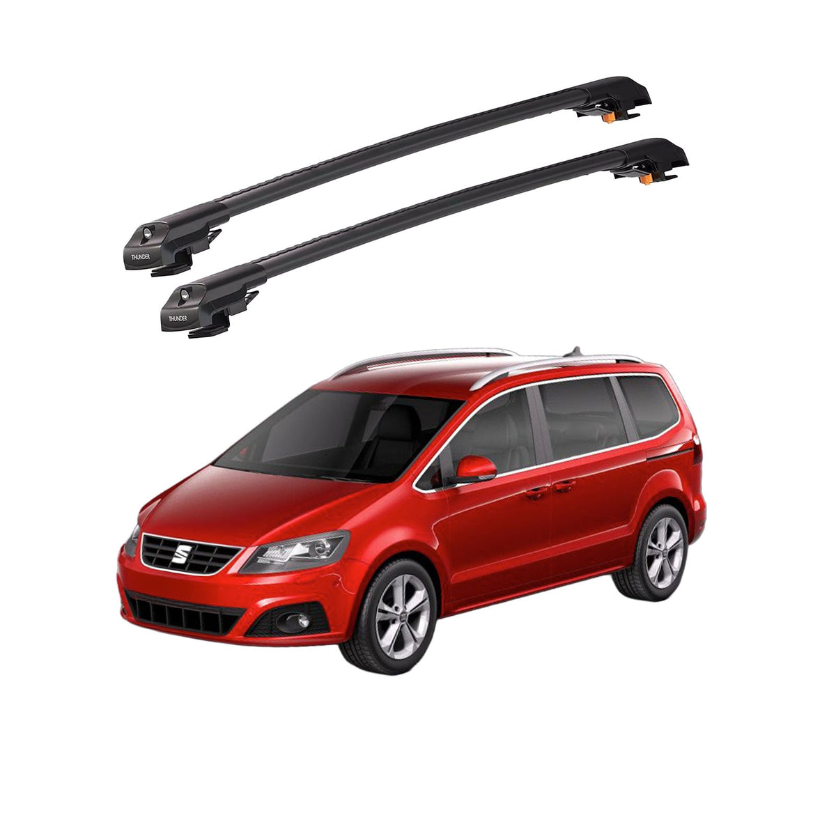 SEAT ALHAMBRA 2010 et modèles ultérieurs TRX1 Thunder Carrier Barres transversales pour galerie de toit de voiture, 2 barres