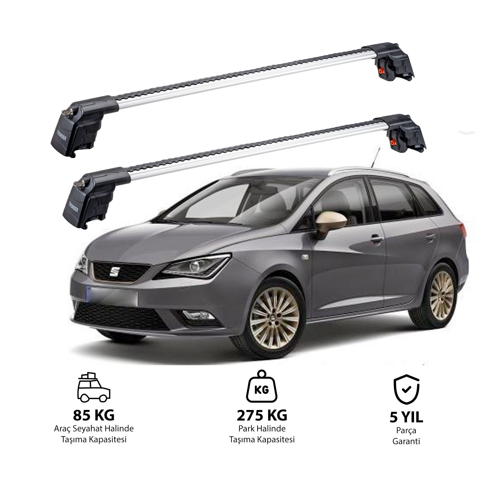 SEAT IBIZA ST 2010-2017 TRX2 Thunder Carrier Barres transversales pour galerie de toit 2 barres