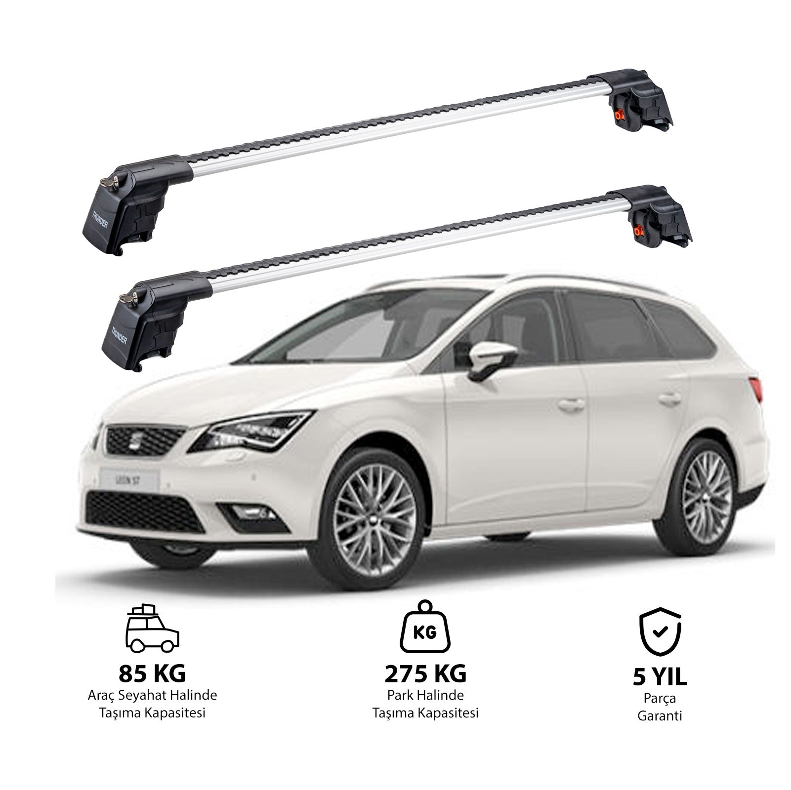 SEAT LEON ST 2013-2020 TRX2 Thunder Carrier Barres transversales pour galerie de toit 2 barres