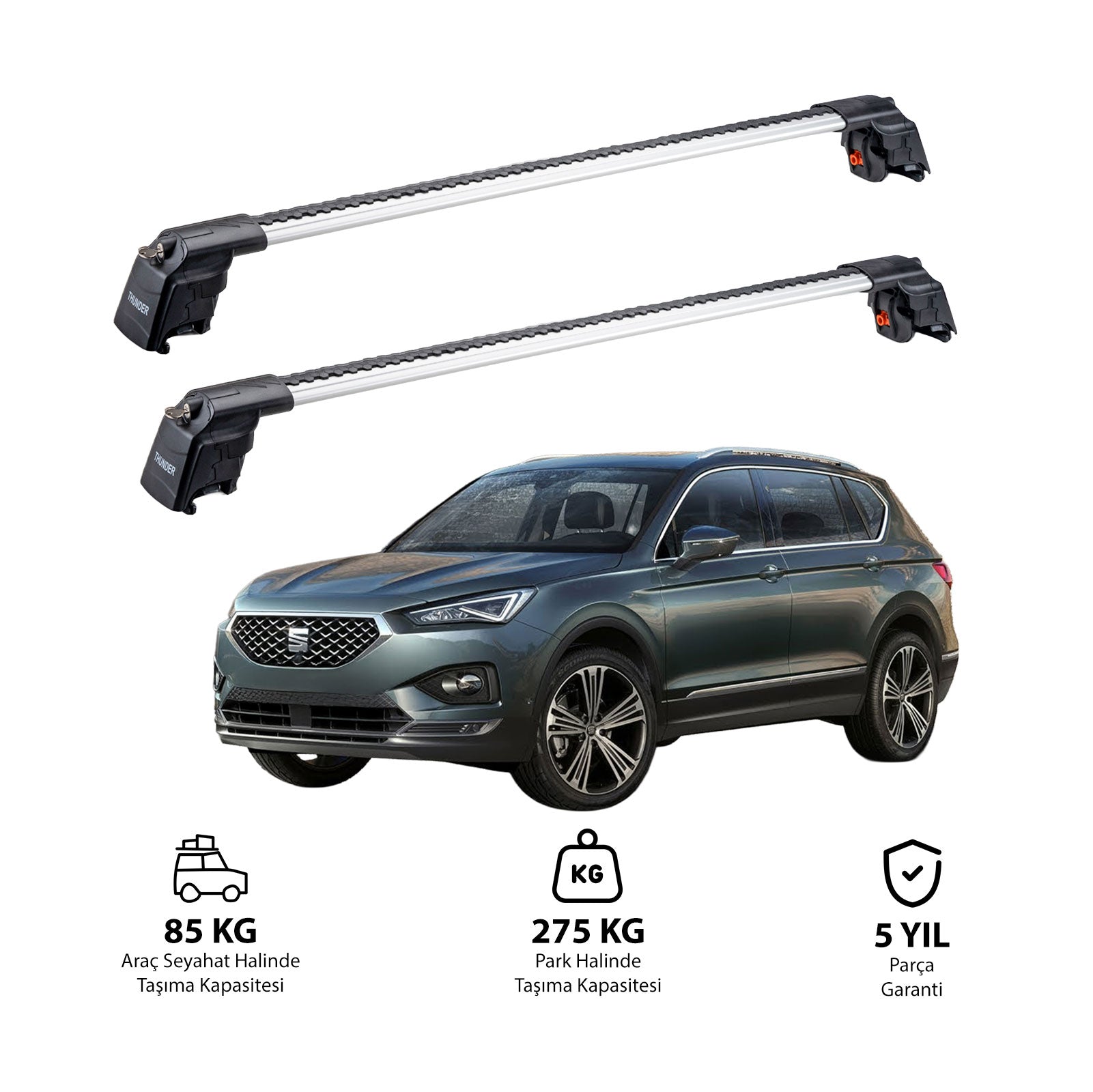 SKODA ENYAQ iV 2020 et modèles ultérieurs TRX2 Thunder Carrier Barres transversales pour galerie de toit 2 barres