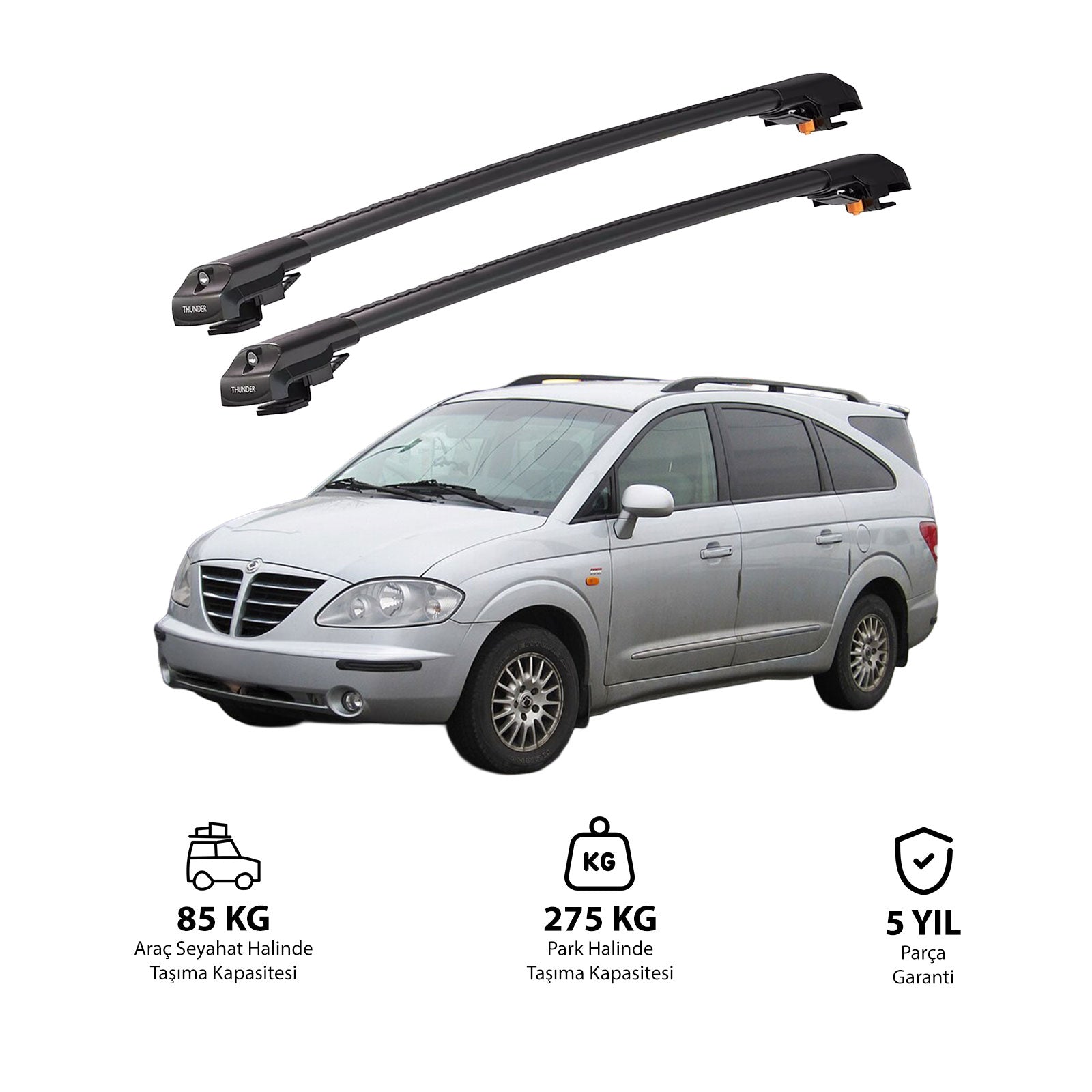 SSANGYONG STAVIC 2004-2012 TRX1 Thunder Carrier Barres transversales pour galerie de toit de voiture, 2 barres