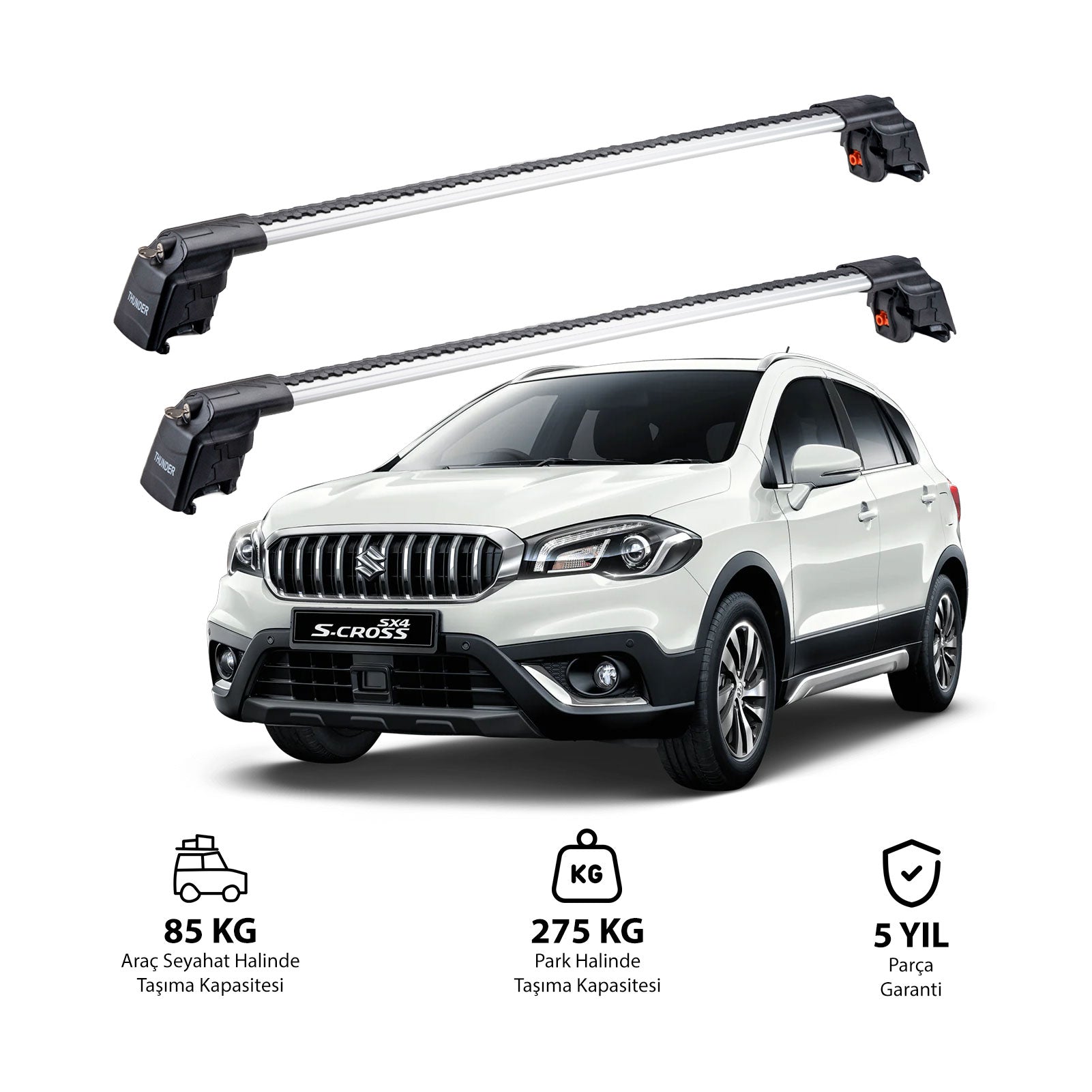 SUZUKI SX4 S-CROSS 2022 et modèles ultérieurs TRX2 Thunder Carrier Barres transversales pour galerie de toit 2 barres