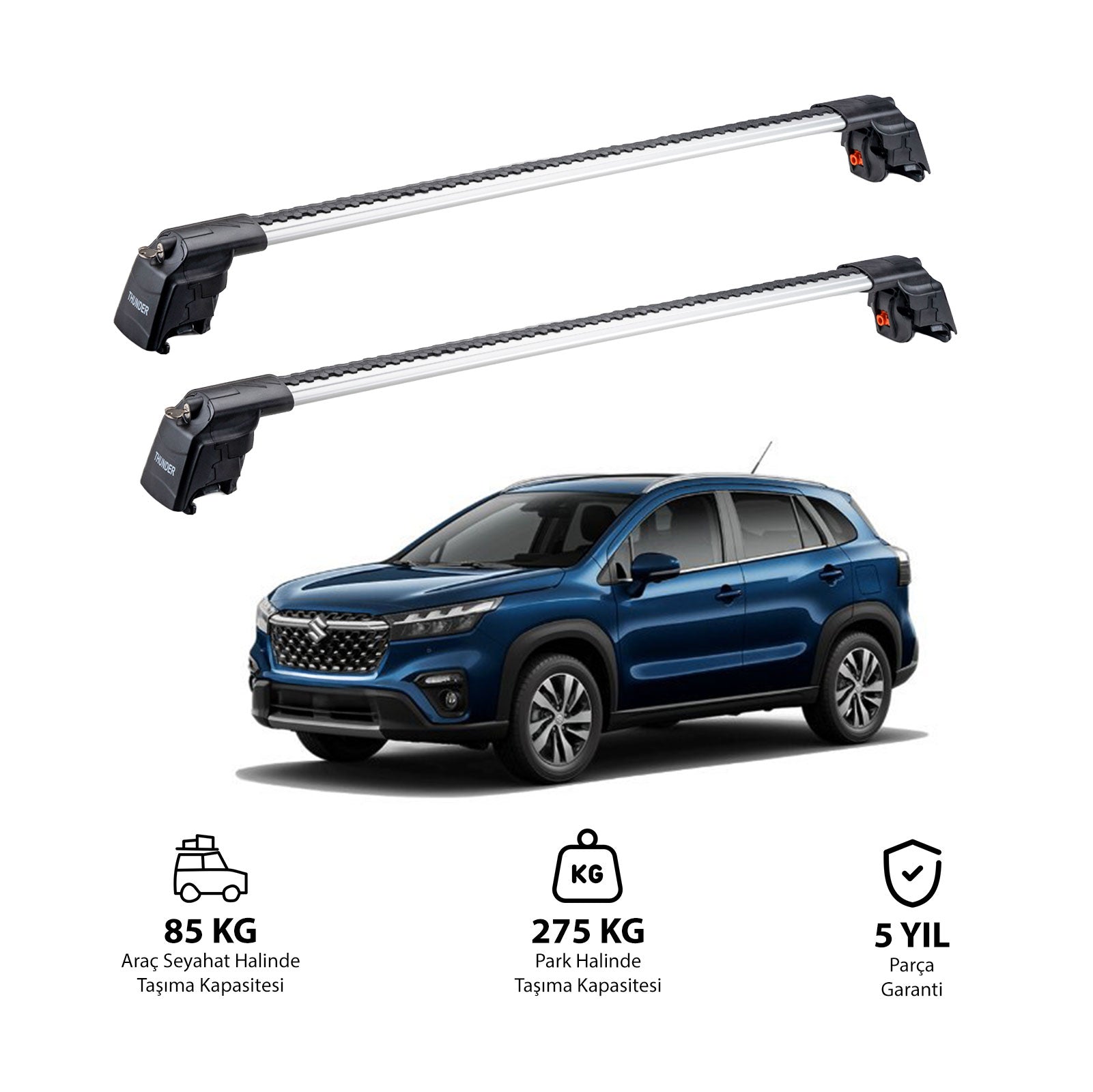SUZUKI SX4 S-CROSS 2014-2021 TRX2 Thunder Carrier Barres transversales pour galerie de toit 2 barres