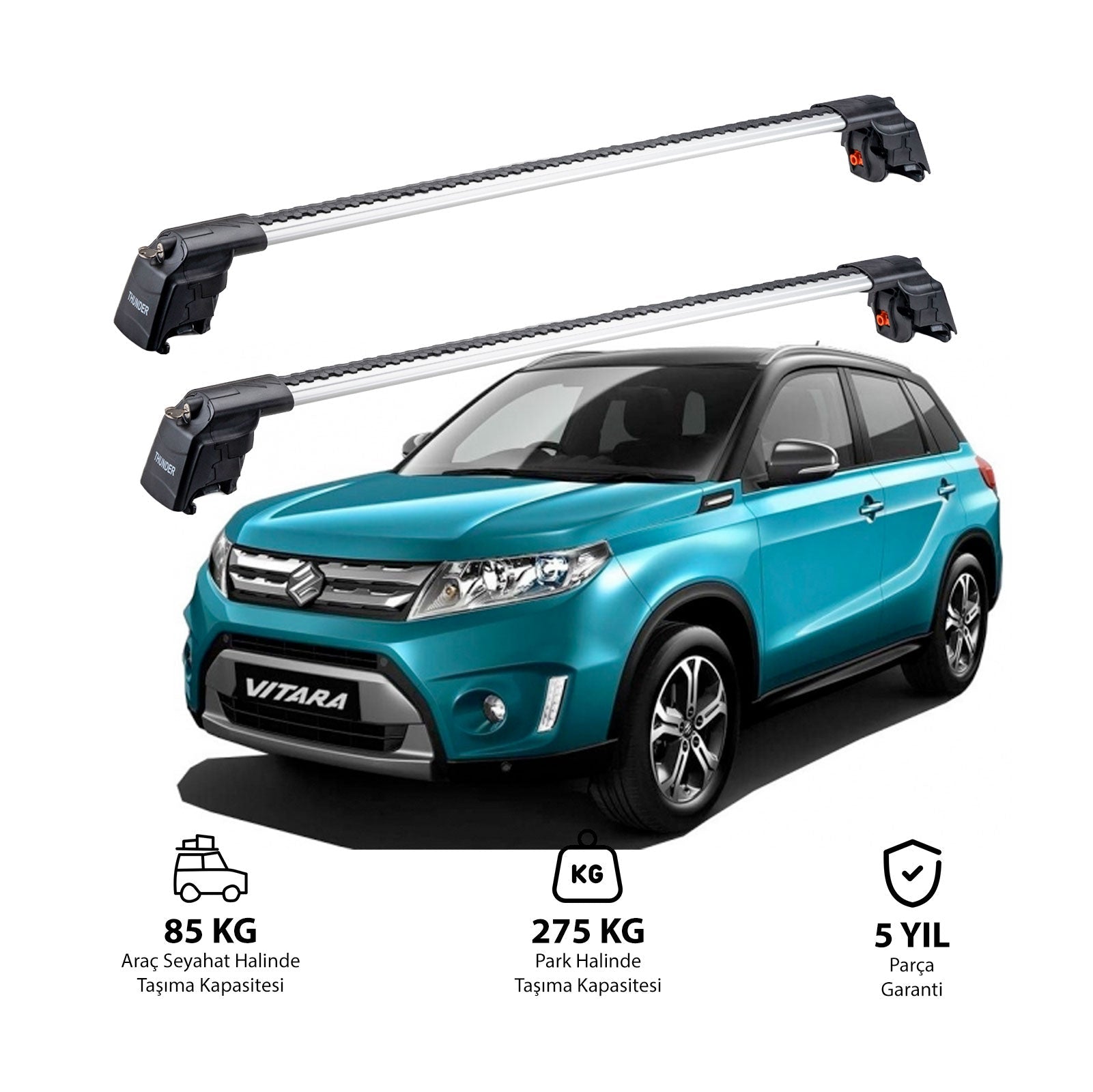 SUZUKI VITARA 2015-2019 TRX2 Thunder Carrier Barres transversales pour galerie de toit 2 barres