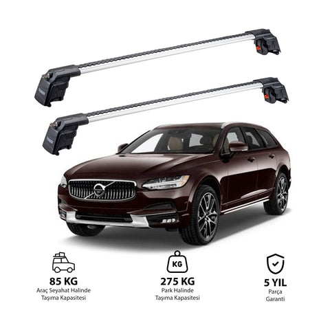 VOLVO V90 2017 et modèles ultérieurs TRX2 Thunder Carrier Barres transversales pour galerie de toit 2 barres