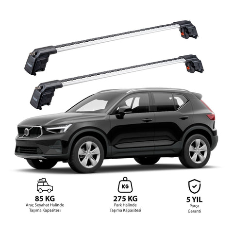 VOLVO XC40 HİBRİT 2020 et modèles ultérieurs TRX2 Thunder Carrier Barres transversales pour galerie de toit 2 barres
