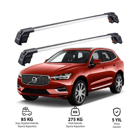 VOLVO XC60 2015 et modèles ultérieurs TRX2 Thunder Carrier Barres transversales pour galerie de toit 2 barres