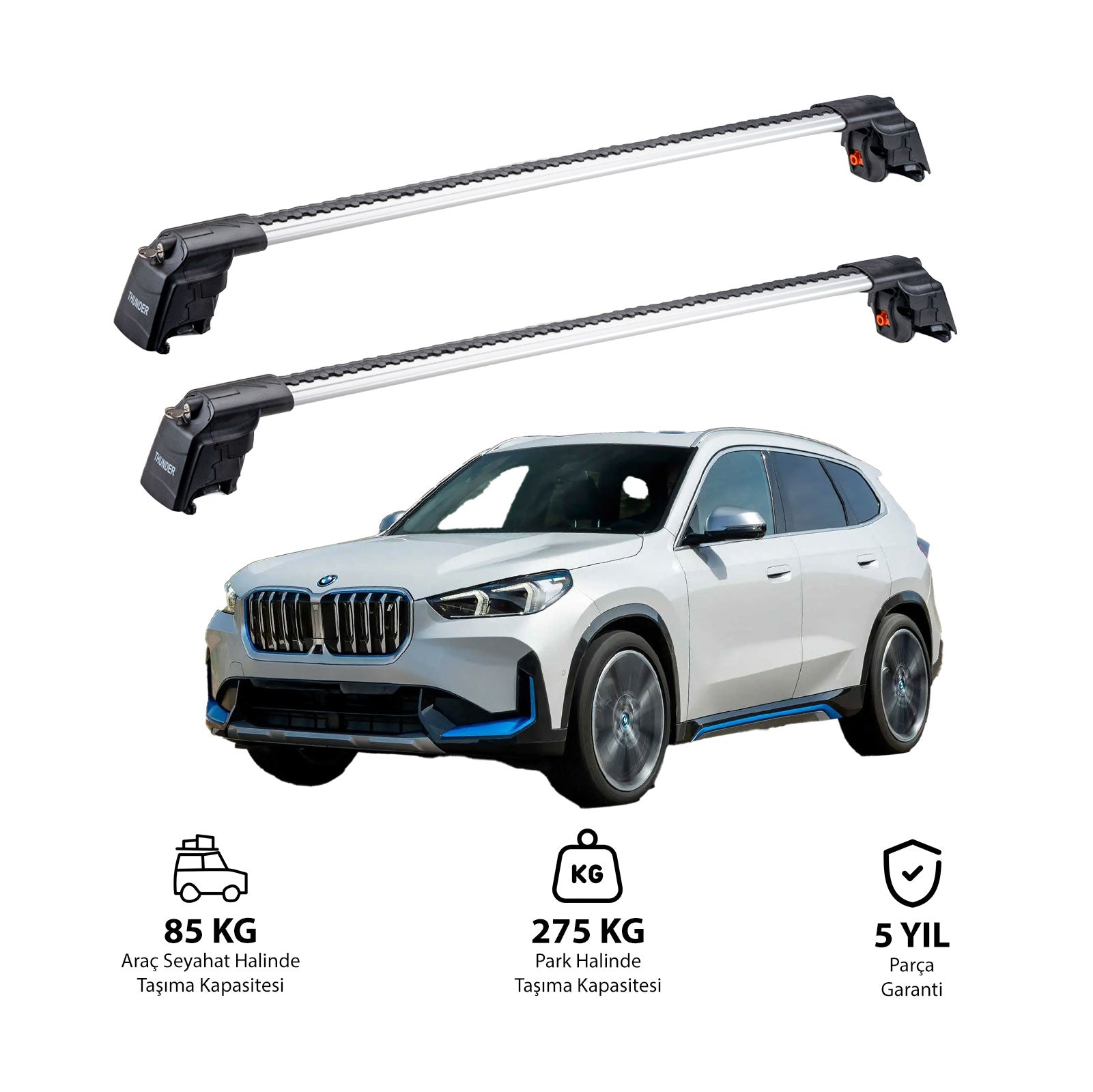 BMW IX1 2022 et modèles ultérieurs TRX2 Thunder Carrier Barres transversales pour galerie de toit 2 barres