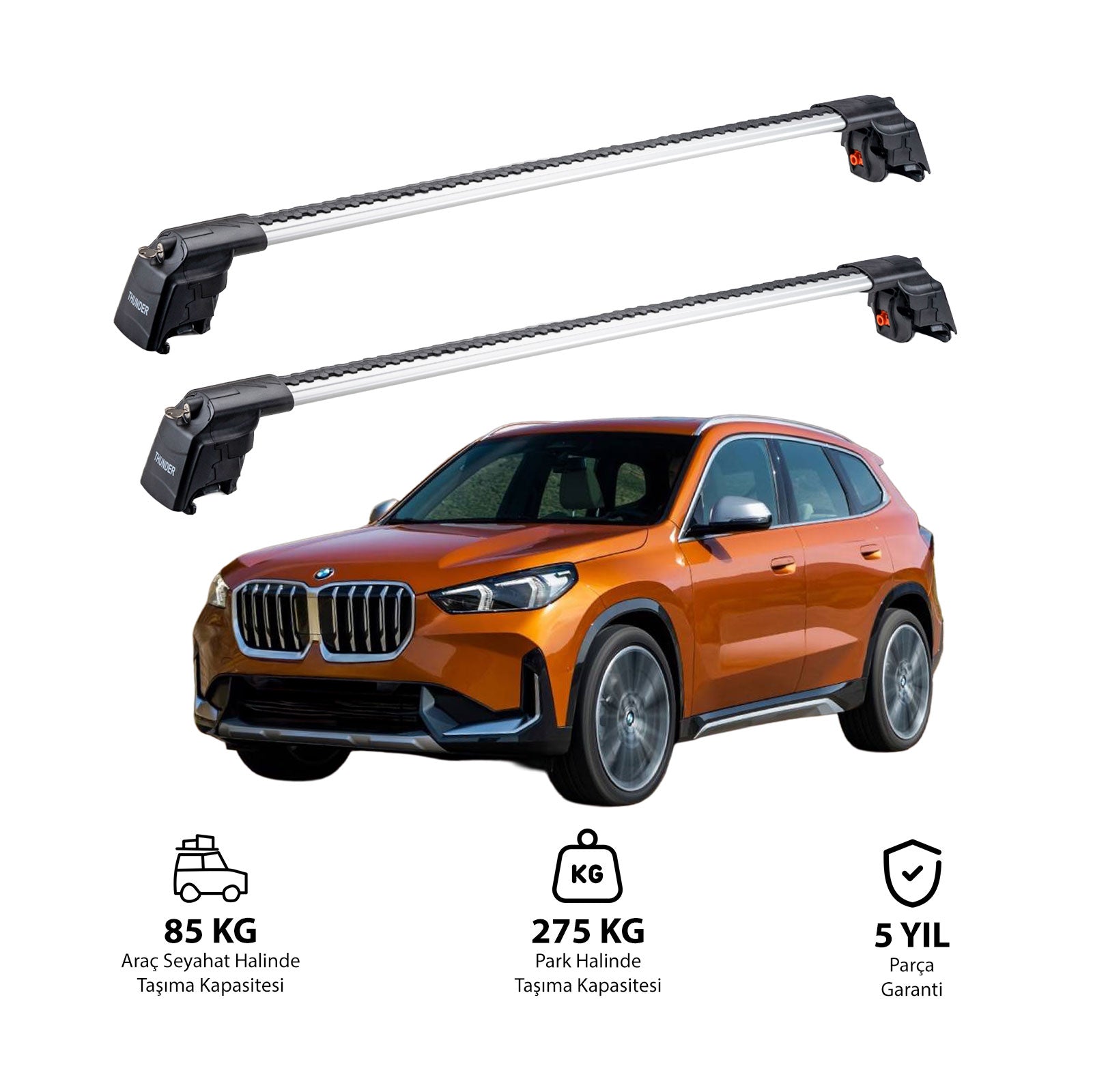 BMW X1 2022  et modèles ultérieurs TRX2 Thunder Carrier Barres transversales pour galerie de toit 2 barres